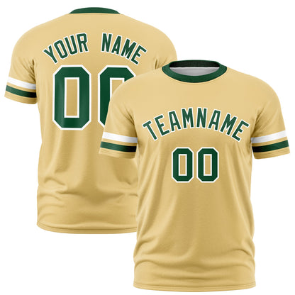 Custom Khaki Green T-shirt Classic Style Stripe Fashion Sports Shirt for Youth & Adults