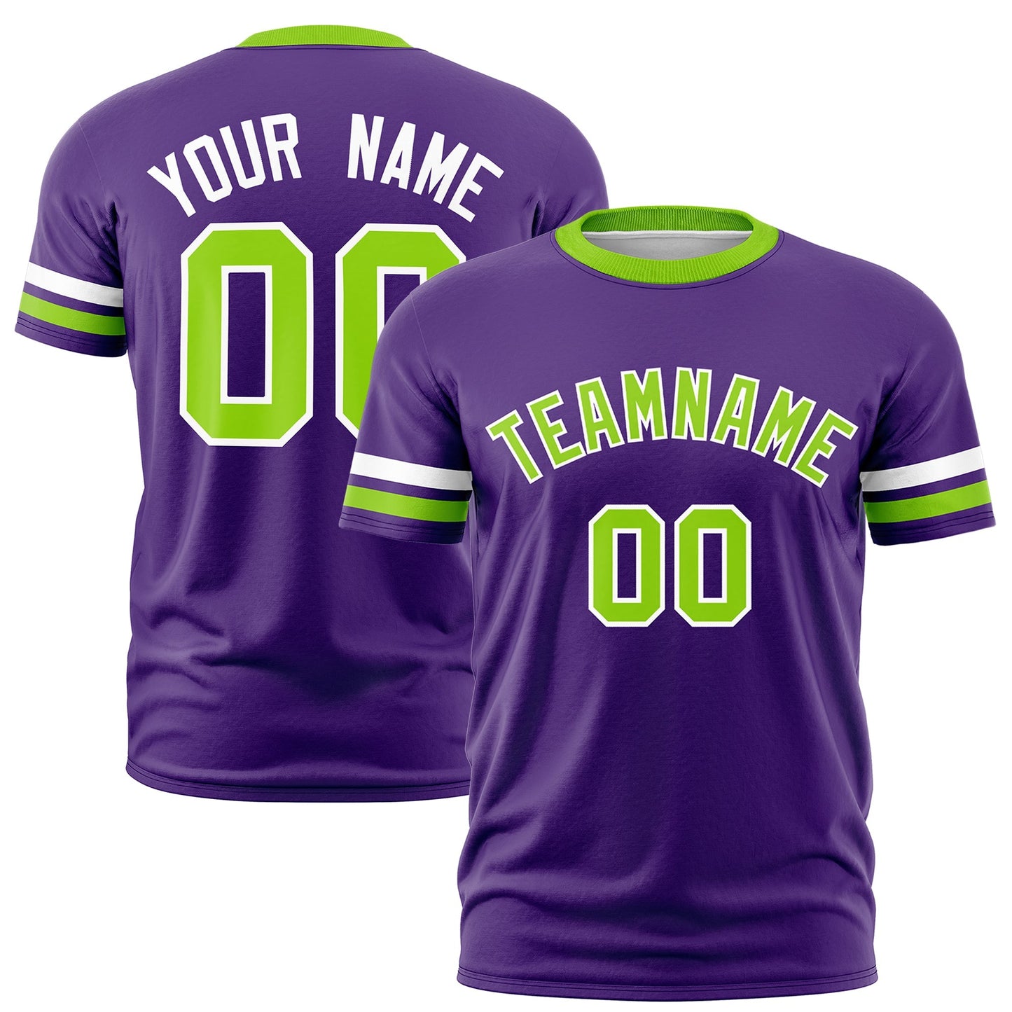Custom Purple Neon Green T-shirt Classic Style Stripe Fashion Sports Shirt for Youth & Adults