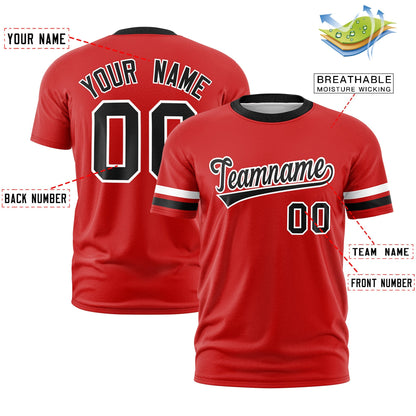 Custom Red Black T-shirt Classic Style Stripe Fashion Sports Shirt for Youth & Adults