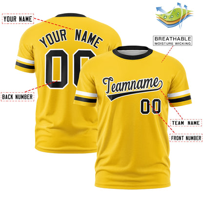 Custom Gold Black T-shirt Classic Style Stripe Fashion Sports Shirt for Youth & Adults