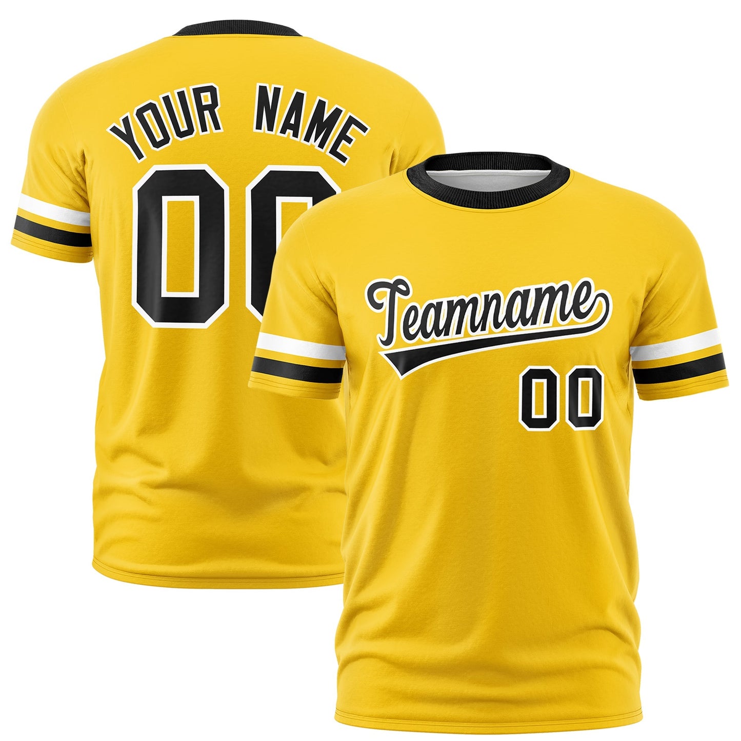 Custom Gold Black T-shirt Classic Style Stripe Fashion Sports Shirt for Youth & Adults