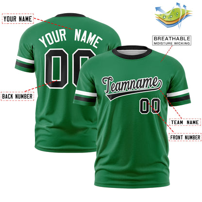 Custom Kelly Green Black T-shirt Classic Style Stripe Fashion Sports Shirt for Youth & Adults