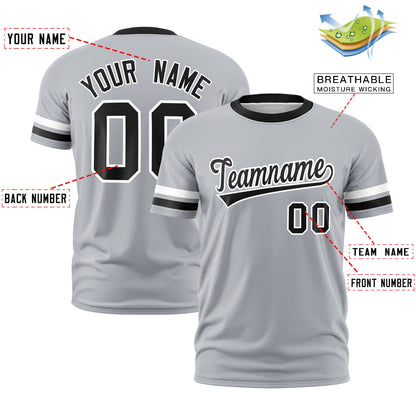 Custom Gray Black T-shirt Classic Style Stripe Fashion Sports Shirt for Youth & Adults