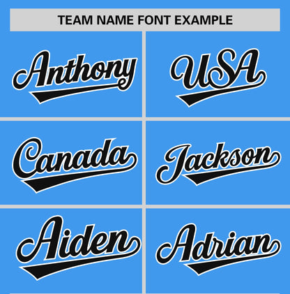 Custom Powder Blue Black T-shirt Classic Style Stripe Fashion Sports Shirt for Youth & Adults