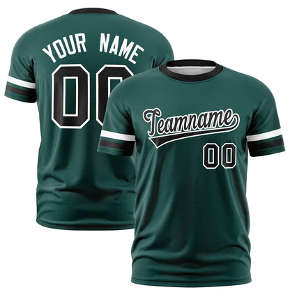 Custom Midnight Green Black T-shirt Classic Style Stripe Fashion Sports Shirt for Youth & Adults