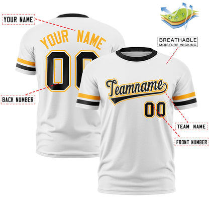 Custom White Black T-shirt Classic Style Stripe Fashion Sports Shirt for Youth & Adults