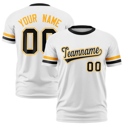Custom White Black T-shirt Classic Style Stripe Fashion Sports Shirt for Youth & Adults