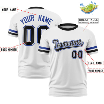 Custom White Black T-shirt Classic Style Stripe Fashion Sports Shirt for Youth & Adults