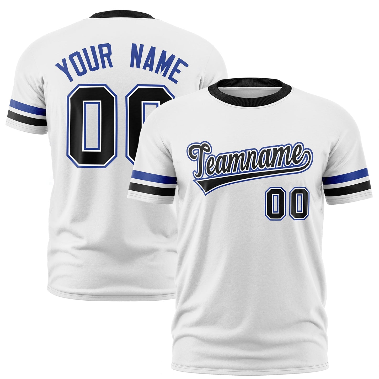 Custom White Black T-shirt Classic Style Stripe Fashion Sports Shirt for Youth & Adults