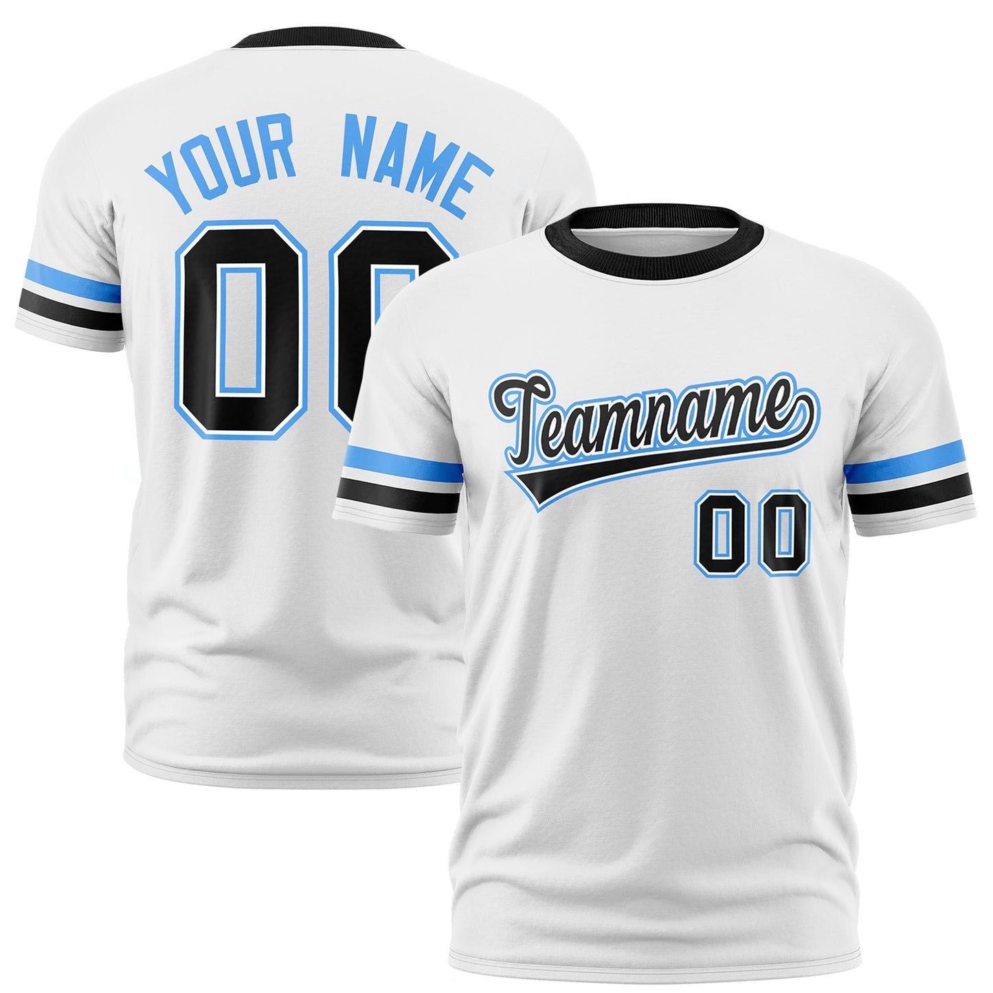 Custom White Black T-shirt Classic Style Stripe Fashion Sports Shirt for Youth & Adults