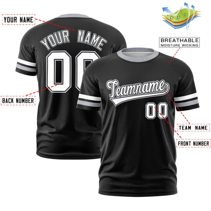 Custom Black Gray T-shirt Classic Style Stripe Fashion Sports Shirt for Youth & Adults