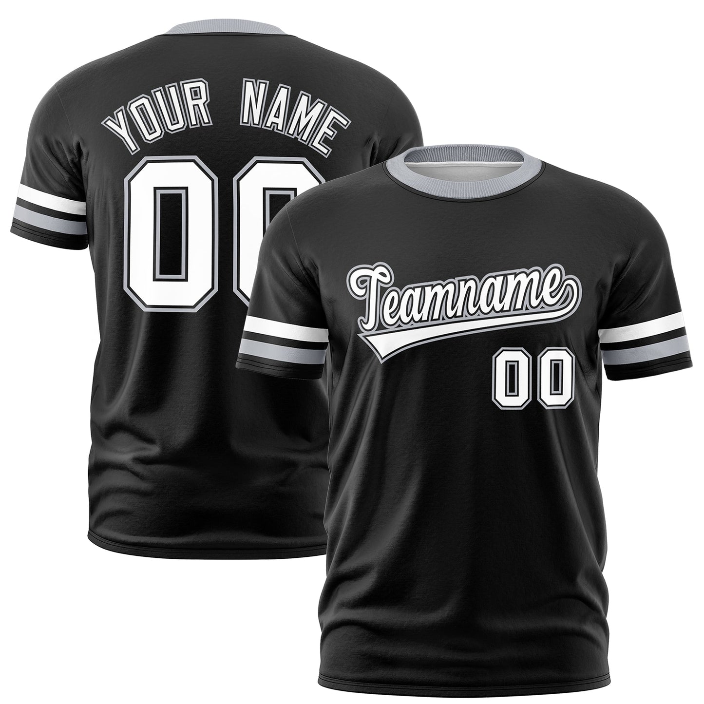 Custom Black Gray T-shirt Classic Style Stripe Fashion Sports Shirt for Youth & Adults