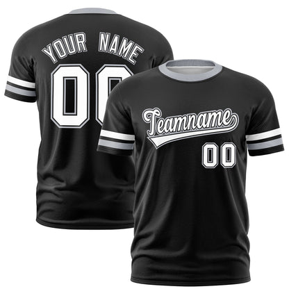 Custom Black Gray T-shirt Classic Style Stripe Fashion Sports Shirt for Youth & Adults