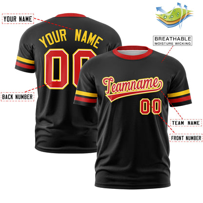 Custom Black Red T-shirt Classic Style Stripe Fashion Sports Shirt for Youth & Adults