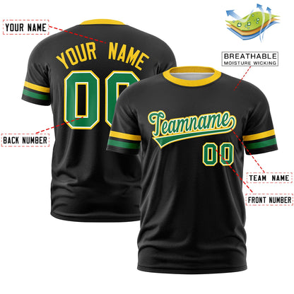 Custom Black Kelly Green T-shirt Classic Style Stripe Fashion Sports Shirt for Youth & Adults