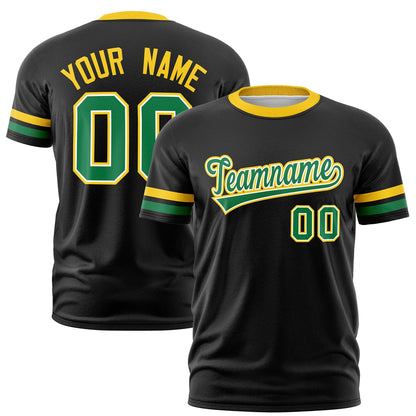 Custom Black Kelly Green T-shirt Classic Style Stripe Fashion Sports Shirt for Youth & Adults