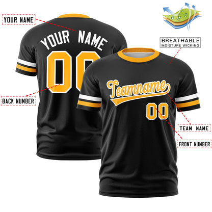 Custom Black Yellow T-shirt Classic Style Stripe Fashion Sports Shirt for Youth & Adults