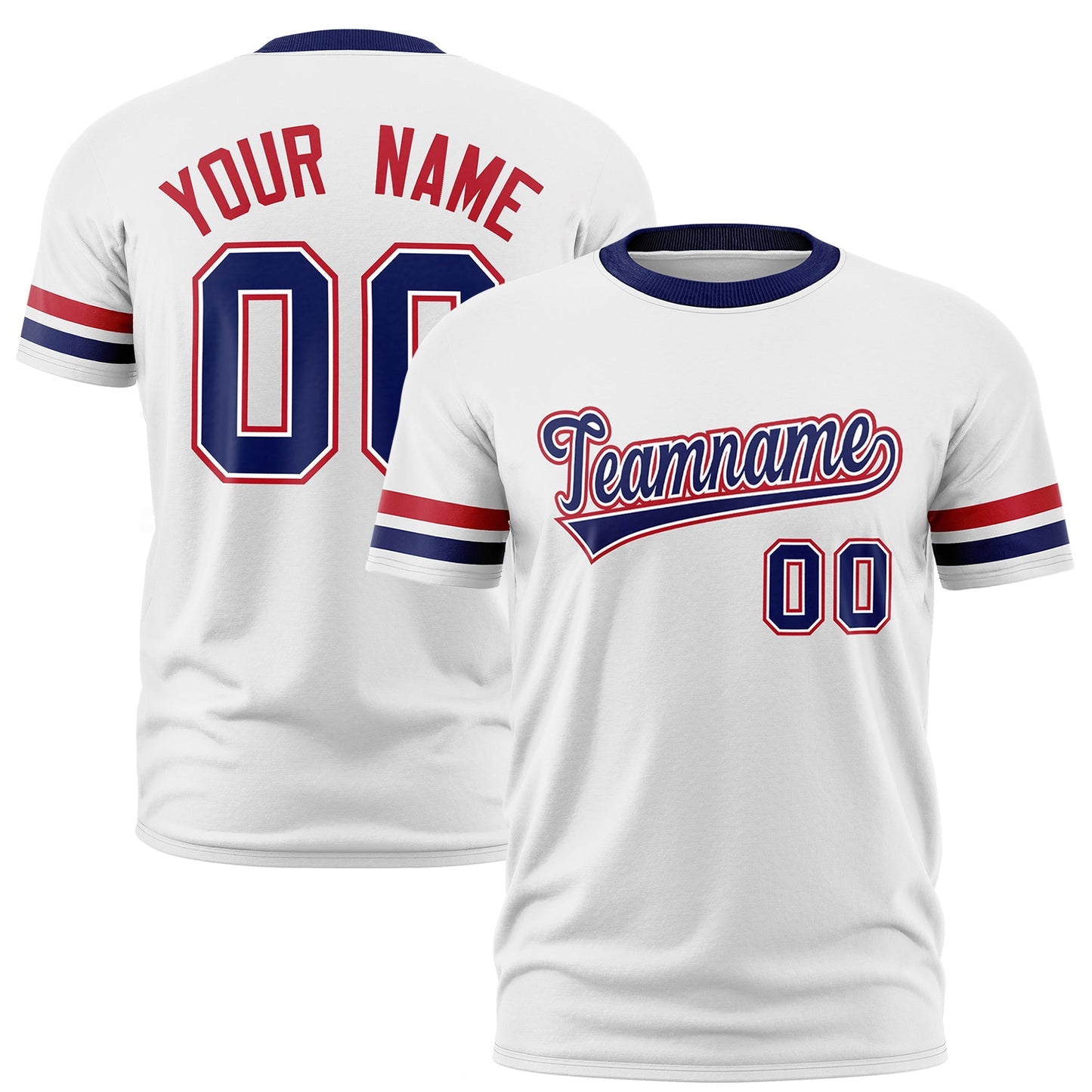 Custom White T-shirt Classic Style Stripe Fashion Sports Shirt for Youth & Adults