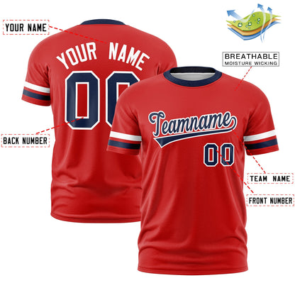 Custom Red Navy T-shirt Classic Style Stripe Fashion Sports Shirt for Youth & Adults