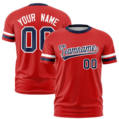 Custom Red Navy T-shirt Classic Style Stripe Fashion Sports Shirt for Youth & Adults