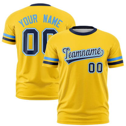 Custom Gold Navy T-shirt Classic Style Stripe Fashion Sports Shirt for Youth & Adults