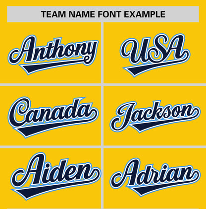 Custom Gold Navy T-shirt Classic Style Stripe Fashion Sports Shirt for Youth & Adults