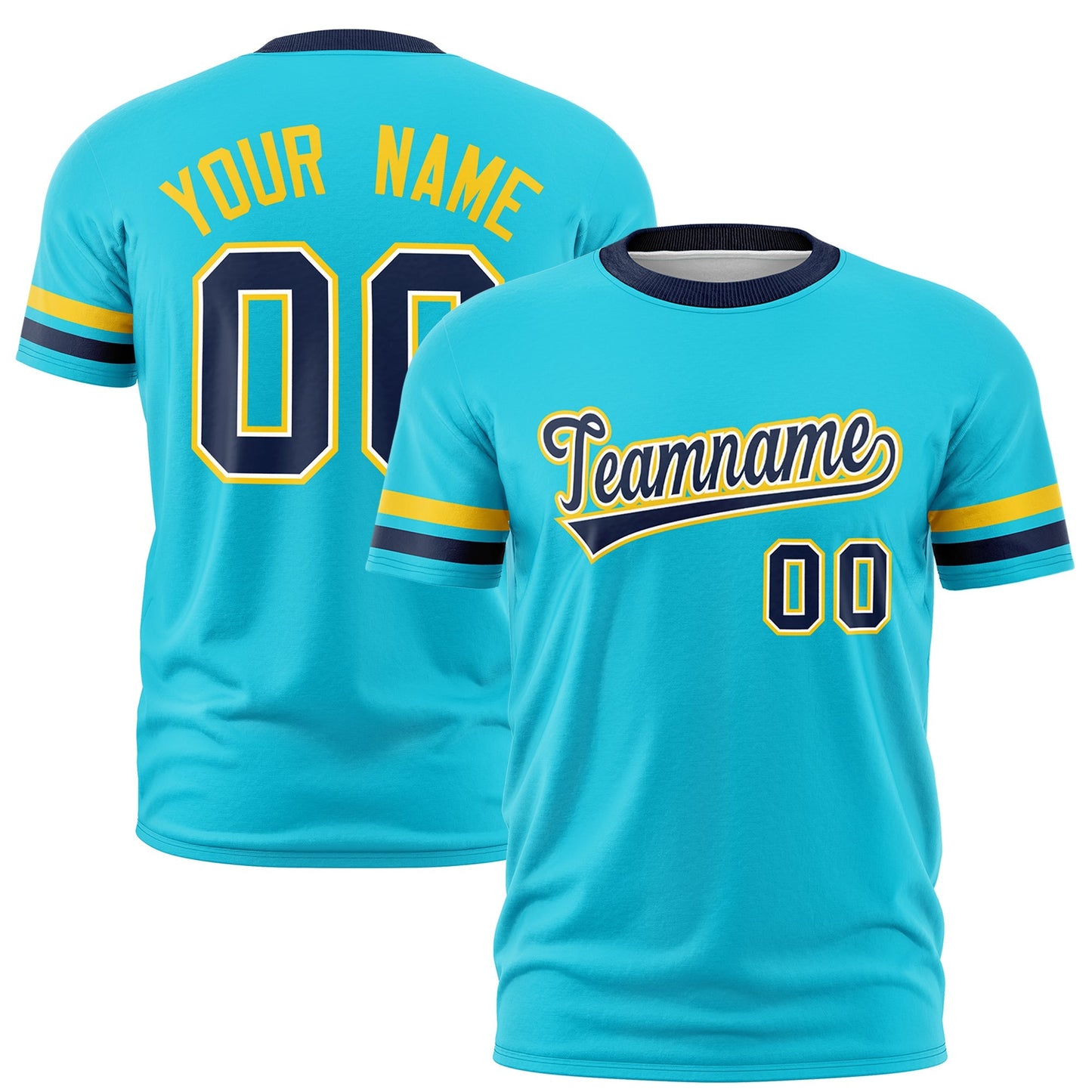 Custom Sky Blue Navy T-shirt Classic Style Stripe Fashion Sports Shirt for Youth & Adults