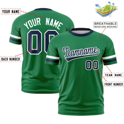 Custom Kelly Green Navy T-shirt Classic Style Stripe Fashion Sports Shirt for Youth & Adults