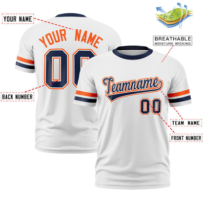 Custom White Navy T-shirt Classic Style Stripe Fashion Sports Shirt for Youth & Adults