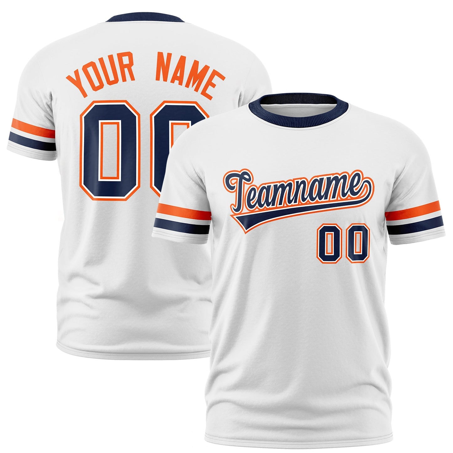 Custom White Navy T-shirt Classic Style Stripe Fashion Sports Shirt for Youth & Adults