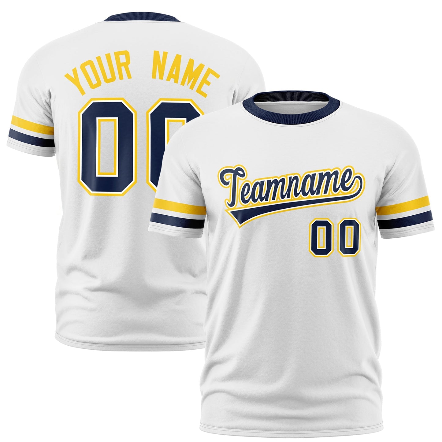 Custom White Navy T-shirt Classic Style Stripe Fashion Sports Shirt for Youth & Adults