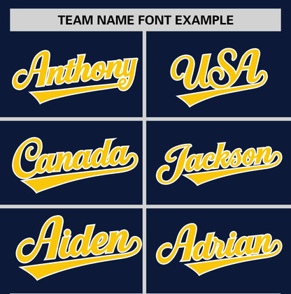 Custom Navy Gold T-shirt Classic Style Stripe Fashion Sports Shirt for Youth & Adults