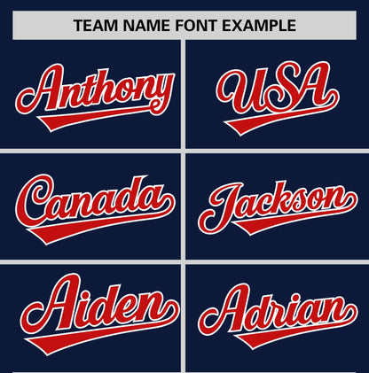 Custom Navy Red T-shirt Classic Style Stripe Fashion Sports Shirt for Youth & Adults