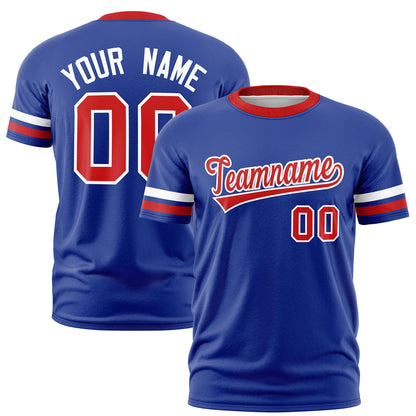 Custom Royal Blue Red T-shirt Classic Style Stripe Fashion Sports Shirt for Youth & Adults