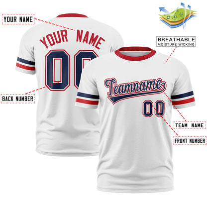 Custom White Red T-shirt Classic Style Stripe Fashion Sports Shirt for Youth & Adults