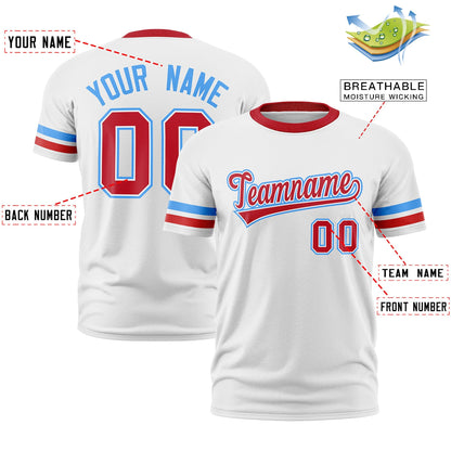 Custom White Red T-shirt Classic Style Stripe Fashion Sports Shirt for Youth & Adults