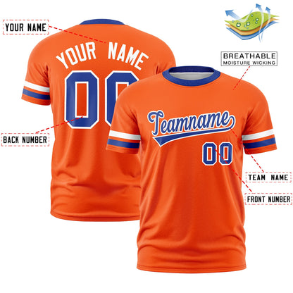 Custom Orange Royal Blue T-shirt Classic Style Stripe Fashion Sports Shirt for Youth & Adults