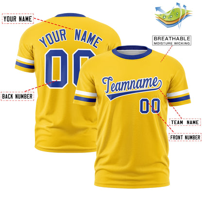 Custom Gold Royal Blue T-shirt Classic Style Stripe Fashion Sports Shirt for Youth & Adults