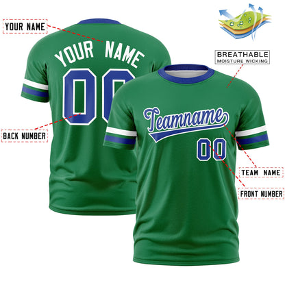 Custom Kelly Green Royal Blue T-shirt Classic Style Stripe Fashion Sports Shirt for Youth & Adults