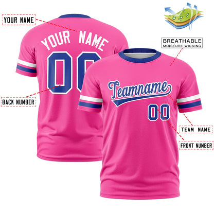 Custom Pink Royal Blue T-shirt Classic Style Stripe Fashion Sports Shirt for Youth & Adults