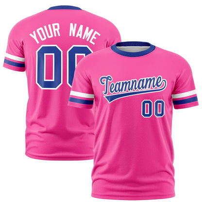 Custom Pink Royal Blue T-shirt Classic Style Stripe Fashion Sports Shirt for Youth & Adults