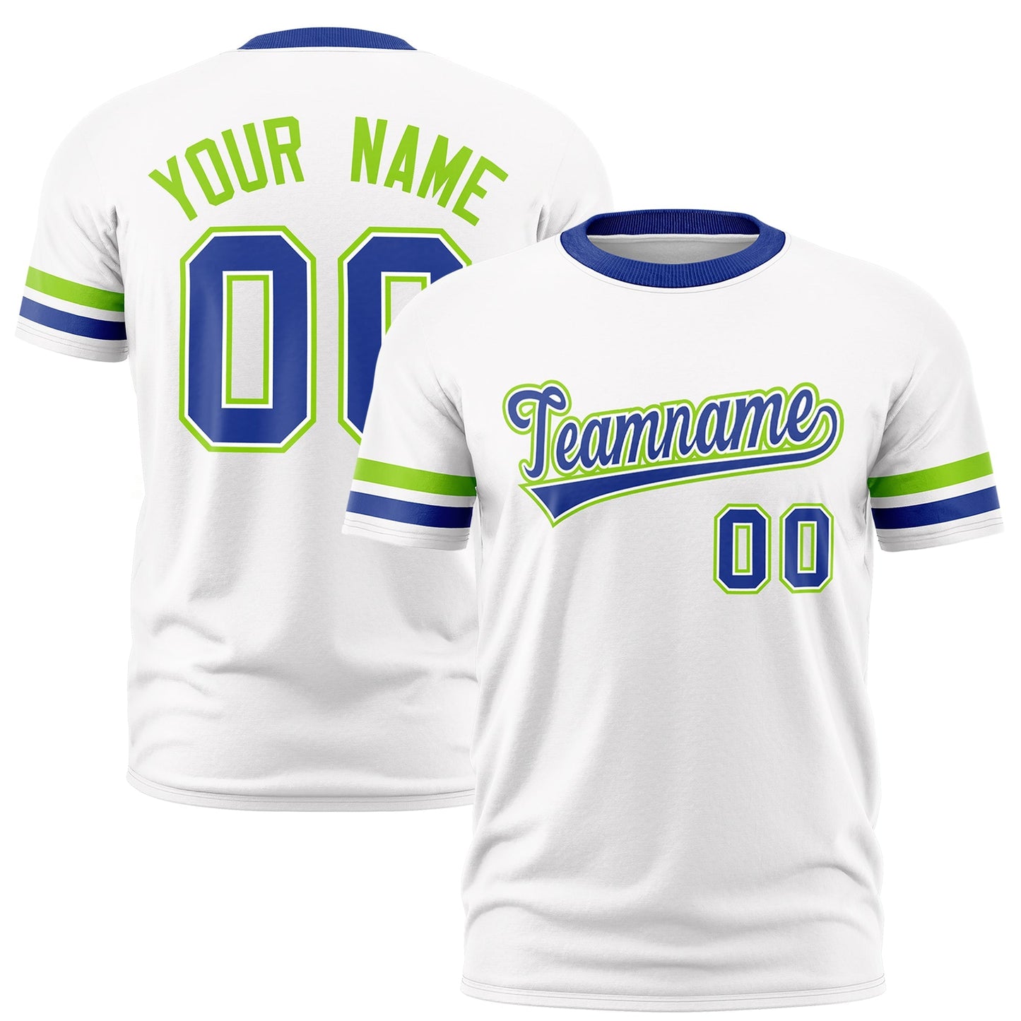Custom White Royal Blue T-shirt Classic Style Stripe Fashion Sports Shirt for Youth & Adults