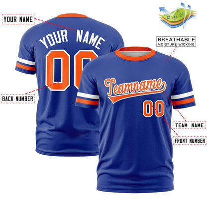Custom Royal Blue Orange T-shirt Classic Style Stripe Fashion Sports Shirt for Youth & Adults