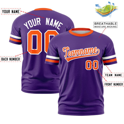 Custom Purple Orange T-shirt Classic Style Stripe Fashion Sports Shirt for Youth & Adults