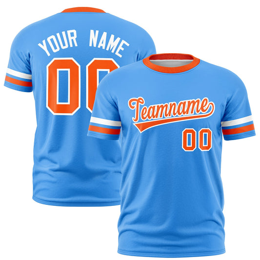 Custom Aqua Orange T-shirt Classic Style Stripe Fashion Sports Shirt for Youth & Adults