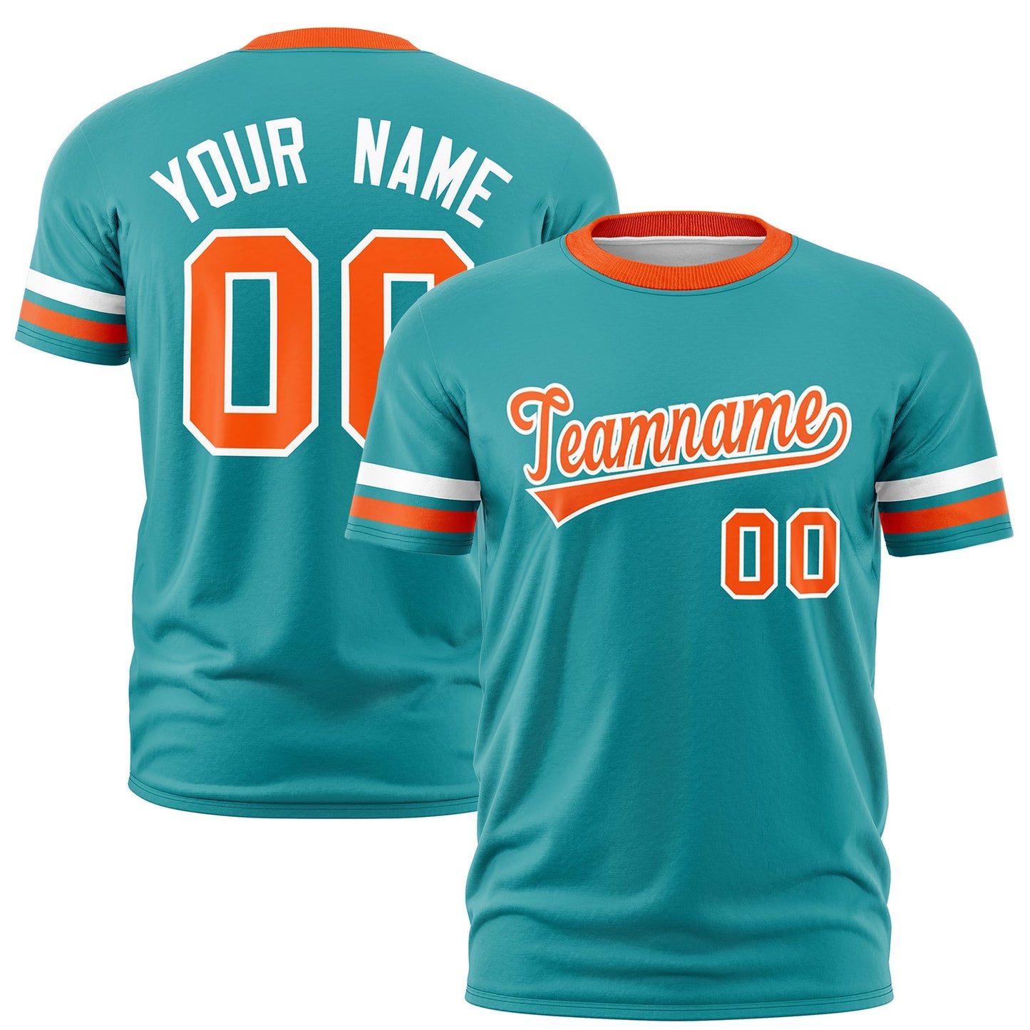 Custom Powder Blue Orange T-shirt Classic Style Stripe Fashion Sports Shirt for Youth & Adults