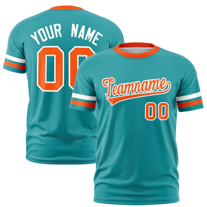 Custom Powder Blue Orange T-shirt Classic Style Stripe Fashion Sports Shirt for Youth & Adults