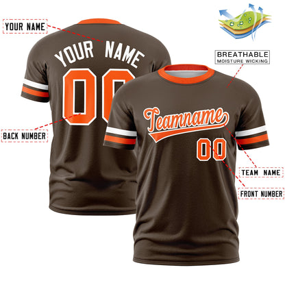Custom Brown Orange T-shirt Classic Style Stripe Fashion Sports Shirt for Youth & Adults