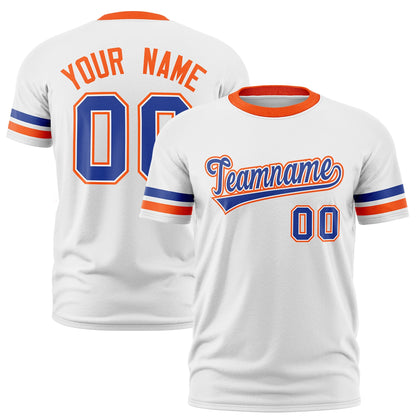Custom White Orange T-shirt Classic Style Stripe Fashion Sports Shirt for Youth & Adults