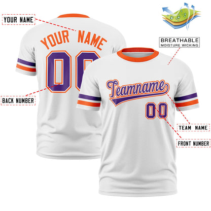 Custom White Orange T-shirt Classic Style Stripe Fashion Sports Shirt for Youth & Adults